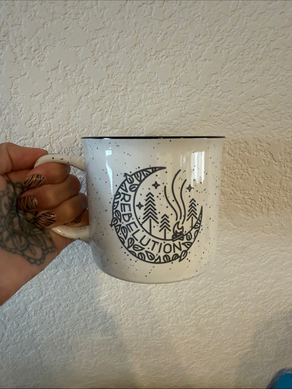 Rebelution Moon Campfire Speckled Ceramic Mug - White